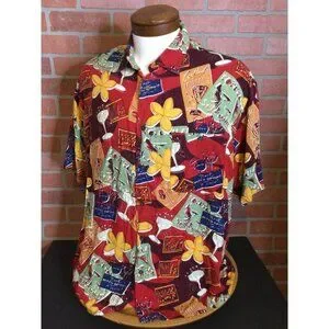 John Henry Viva Tropical Floral Button-Up Hawaiian Camp Shirt Multicolor SZ XL