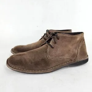 John Varvatos USA Men's Chukka Boots US 8 M Brown Suede Corduroy Plain Toe Shoes