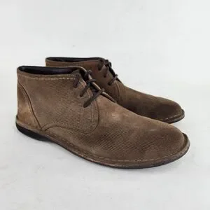 John Varvatos USA Men's Chukka Boots US 8 M Brown Suede Corduroy Plain Toe shoes