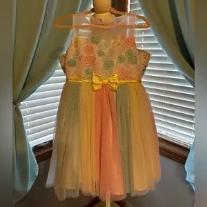 Jona Michelle Pastel Rainbow Tulle Occasion Dress