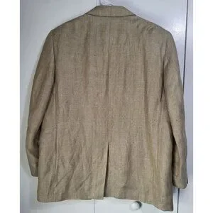 JOS.A.Bank Tan Herringbone 55% Linen 45% Silk Blazer Sport Coat Jacket Men's 42S