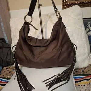 JPK Paris 72 Brown Hobo Bag with Tassel Accents