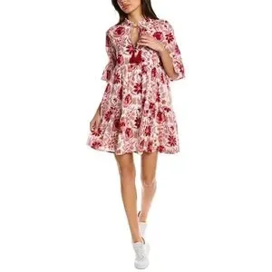 Jude Connally Maria Pink Floral Cotton Babydoll Mini Sun Dress Sz L