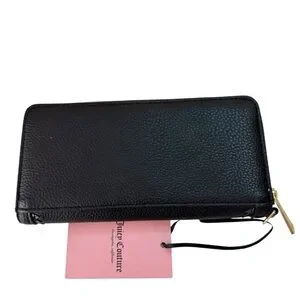 Juicy Couture Black Faux Leather Women's Long Zip Around Wallet‎