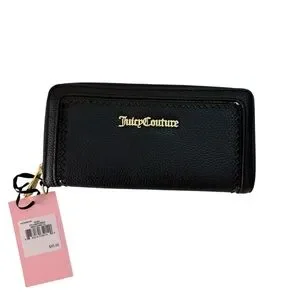 Juicy Couture Black Faux Leather Women's Long Zip Around Wallet‎