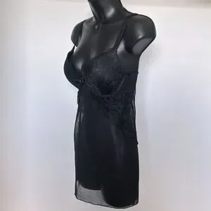 JUICY COUTURE Black Lace Mesh Babydoll Camisole Size Large