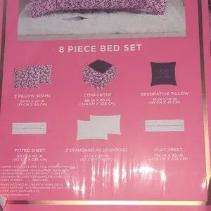 Juicy Couture Pink Comforter Set Luxurious Bedding - Queen