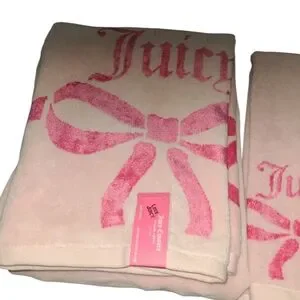 Juicy Couture Pink Towel Set With Bow Design