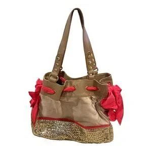 JUICY COUTURE Stylish Tan And Pink Women's Bag