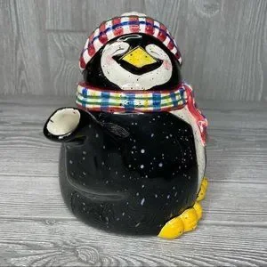 Julie Ueland Penguin Christmas Tea Pot With Scarf