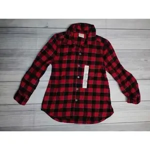 Jumping Beans Girls Red/Black Flannel‎ Top Size 5