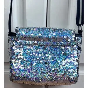 Justice Girl’s Crossbody Sequin Silver Purse Bag