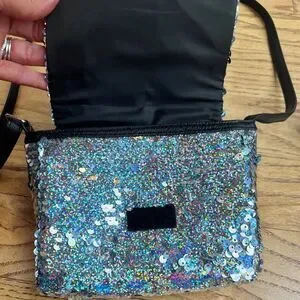 Justice Girl’s Crossbody Sequin Silver Purse Bag
