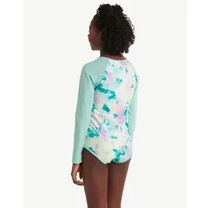 Justice Girls Long Sleeve Rashgaurd Swimsuit Set Size Medium