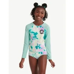 Justice Girls Long Sleeve Rashgaurd Swimsuit Set Size Medium