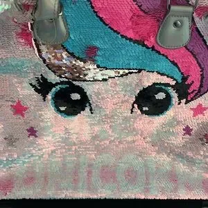 JUSTICE Girls Unicorn Sequin Rolling Travel Bag Carry-On