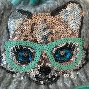 JUSTICE Sparkly Sequined Animal Themed Knit Hat & Gloves One Size