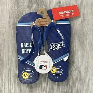 Kansas City Royals MLB Flip Flops Mens Royal Blue Havaianas Size 13