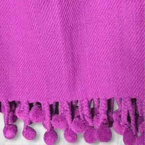Karma Living Textured Purple Woven Cotton Sofa Throw With Large Pom Pom Fringe