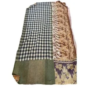 Karma Living Throw Blanket 84" X 52" Kantha Stitch Orange Brown Floral Bohemian