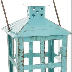 Kate Aspen Set Of 2 Vintage Blue Distressed Lantern - Medium