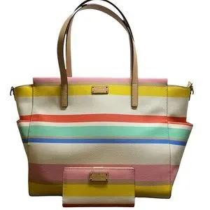 Kate Spade Colorful Striped Grove Street Kaylie Diaper Bag with Matching Wallet