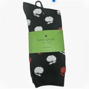Kate Spade Crew Socks 3 Pair Black-Multi NWT