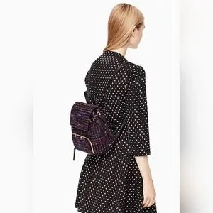 Kate Spade Emerson Fabric Jessa Tweed Backpack Burgundy/Multi 90's Inspired Bag