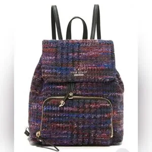 Kate Spade Emerson Fabric Jessa Tweed Backpack Burgundy/Multi 90's Inspired Bag