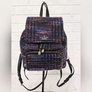 Kate Spade Emerson Fabric Jessa Tweed Backpack Burgundy/Multi 90's Inspired Bag