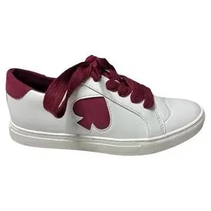 Kate Spade Fez White Leather Burgundy Sneakers Sz:6