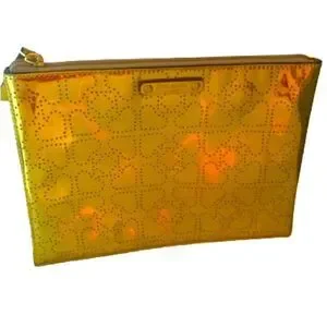 Kate Spade Gold Heart Metro Cosmetics Pouch Large Zip Makeup Bag