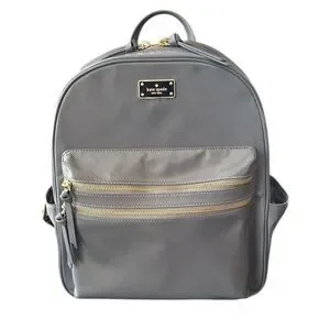 Kate Spade Gray Nylon Backpack Gold Hardware