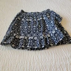 Kate Spade Navy Floral Ruffle Wrap Mini Skirt