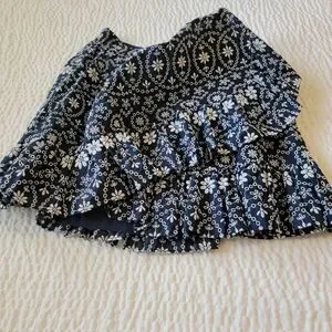 Kate Spade Navy Floral Ruffle Wrap Mini Skirt