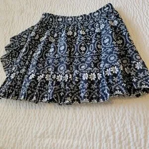 Kate Spade Navy Floral Ruffle Wrap Mini Skirt