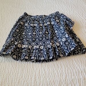 Kate Spade Navy Floral Ruffle Wrap Mini Skirt