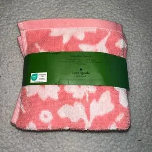 Kate Spade Pink White Floral Wash Cloth Set Of 4 NWT