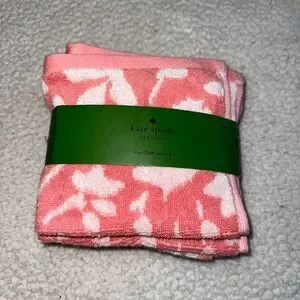 Kate Spade Pink White Floral Wash Cloth Set of 4 NWT