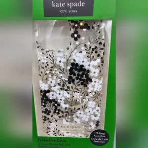 KATE SPADE Protective Case Magsafe For IPHONE 15 14 13 Floral Black Clear Silver