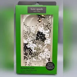 KATE SPADE Protective Case Magsafe For IPHONE 15 14 13 Floral Black Clear Silver