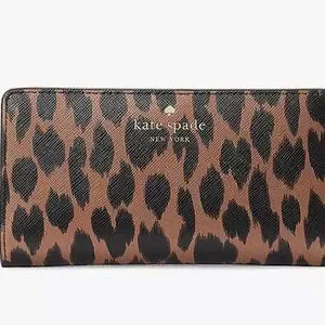 Kate Spade Schuyler Large Slim Bifold Leopard Wallet KE814 NWT $179 Leop…