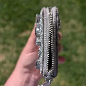 Kate Spade Silver Glitter Sparkle Wallet With Gems