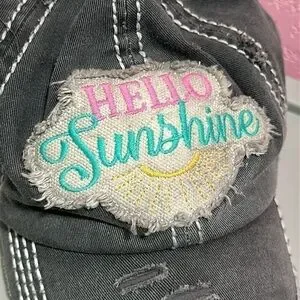 KBETHOS “HELLO SUNSHINE” Gray Vintage Distressed Hat