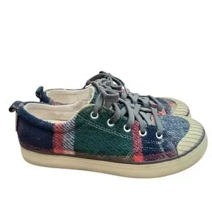 Keen Womens Green Blue Wool Flannel Plaid Lace Up Womens Sneakers Size 7.5