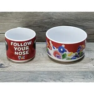 Kellogg's Froot Loops Cereal Bowl & Cup Mug Follow Your Nose