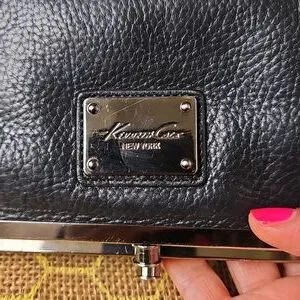 Kenneth Cole Black Leather Magnetic Close Clutch
