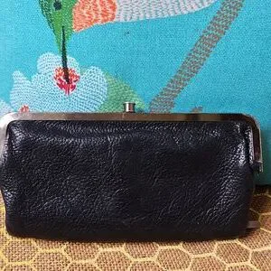 Kenneth Cole Black Leather Magnetic Close Clutch