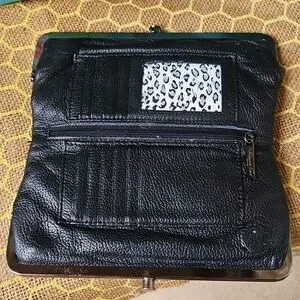 Kenneth Cole Black Leather Magnetic Close Clutch