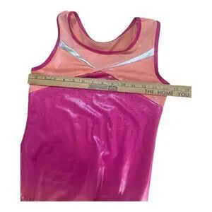 Kids Girls Gymnastics Pink Studded Leotard Size XL14/16) Sports Training Dance